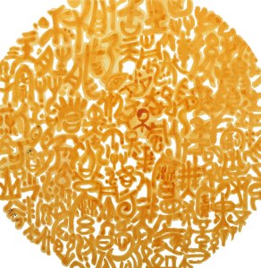 Insaisissable parfum, encre de Chine et pigments naturels sur papier de mûrier, diamètre 76 cm, 2017