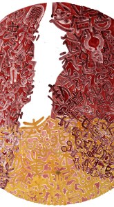 L'étendard de l'ennemi, 138 x 70 cm, encre de Chine et pigments naturels sur papier de mûrier,2017