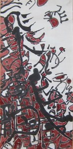 Dragons Volants 10, 64 cm x 35 cm, encre de Chine et pigments naturels sur papier de mûrier, 2017